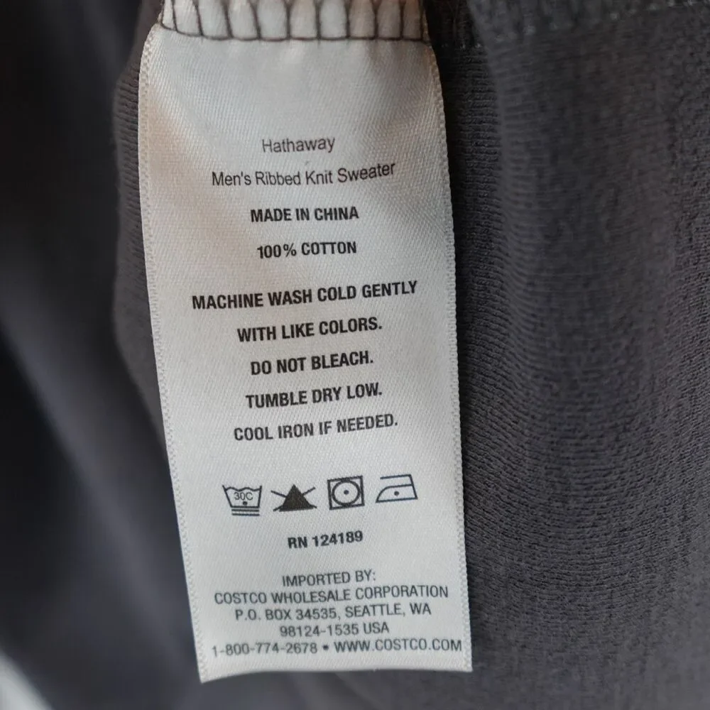 Hathaway Pullover Ribbed Knit Sweater Men's XXL Gray 1/4 Button Up Fall Golf - Picture 6 of 13